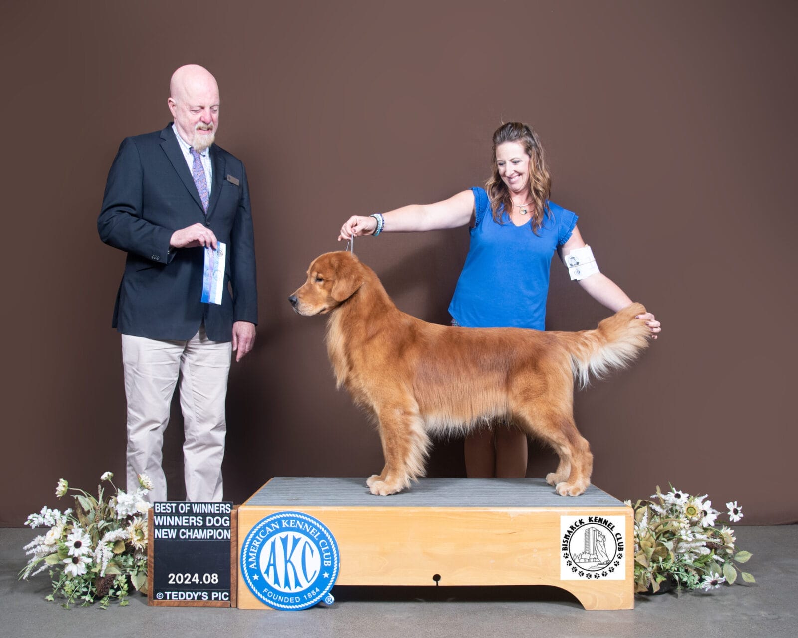 Photo of CH Forever RW May Contain Nuts, a Red Golden Retriever.